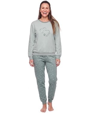 Kisses&Love Cotton Long Sleeve Fleece Pyjamas Klp2 - Grey