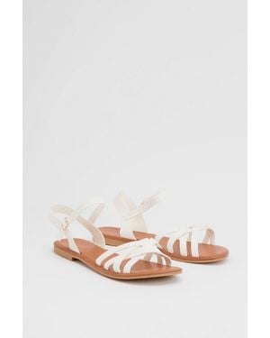 Good for the Sole Danielle Faux Leather Cross Strap Comfort Flat Sandals - White