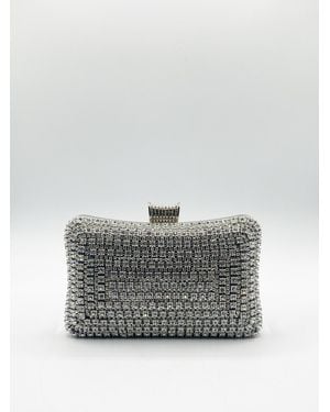 SVNX Diamante Clutch Bag - Grey