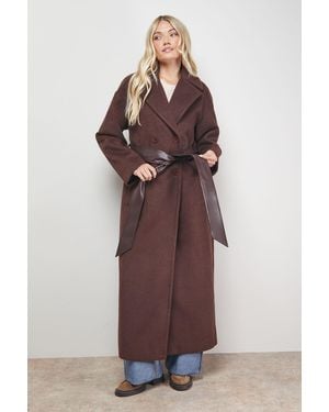 Oasis Relaxed Maxi Belted Coat - Brown