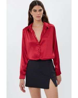 Hiccup Satin Classic Shirt - Red