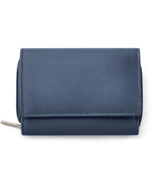Woodland Leathers Genuine Leather Rfid Wallet With Card & Coin Pocket - Blue