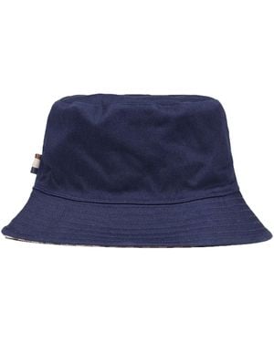 Aquascutum Reversable Cotton Bucket Hat Check - Blue