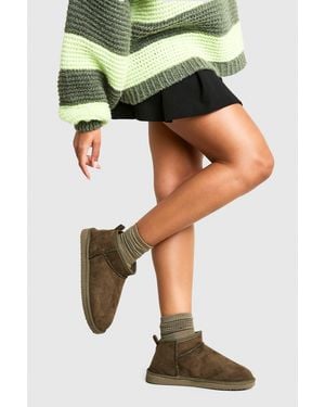Boohoo Ultra Mini Cosy Boots - Black