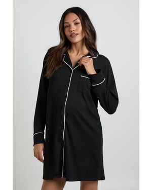 Boohoo Maternity Piping Detail Nightie - Black