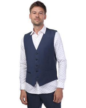 Ted Baker Wool Blend Slim Fit Waistcoat - Blue