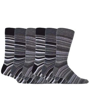 Sock Snob 6 Pack Colourful Striped Patterned Dress Cotton Socks - Black