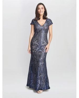 Gina Bacconi Marcia Sequin Gown - Blue