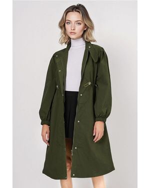 Bigdart Long Lined Trench Coat With Turndown Collar - Green