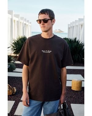 Grimelange Oversized Crew Neck Printed T-Shirt - Black