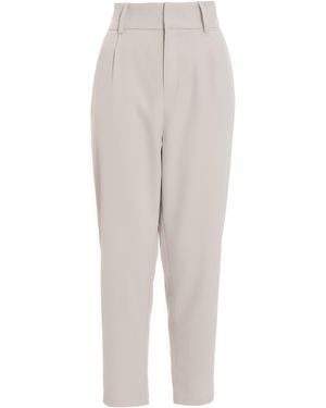 Quiz High Waisted Tapered Trousers - White