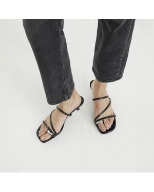 River Island Sandals Kitten Heel Mule Pu - Black