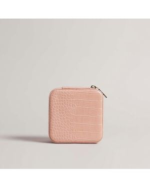 Ted Baker Hazelli Croc Effect Jewellery Case - Pink