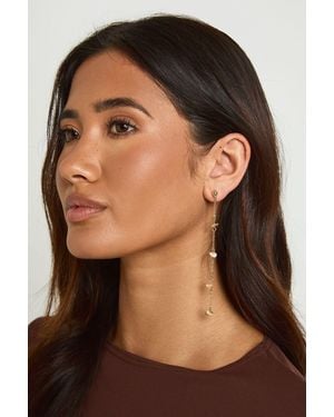 Boohoo Shell Detail Drop Earrings - Black