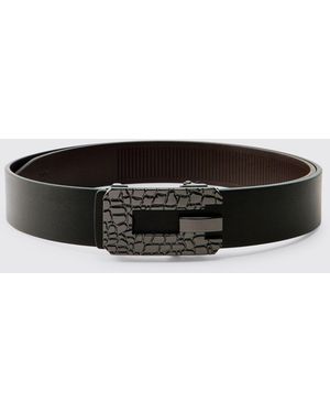 BoohooMAN Pu Weaved Belt - Black