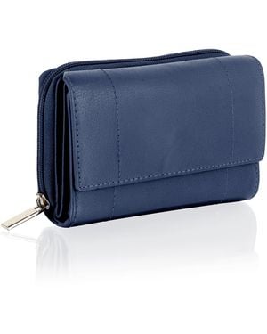 Woodland Leathers Genuine Leather Purse Rfid Blocking Wallet - Blue