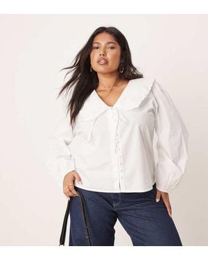 Nobody's Child Birdie Blouse With Scallop Collar - White