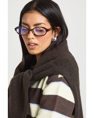 Boohoo Oval Light Rounded Glasses - Black