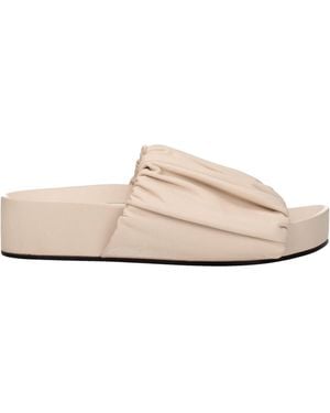Jil Sander Platform Rimpel Leren Sandalen - Naturel
