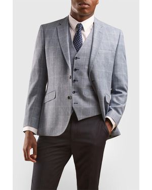 Scott Sleeveless V-Neck Checked Tailored Suit Waistcoat - Grey