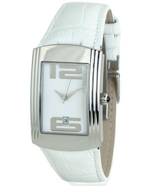 Chronotech White Leather Watch - Blue