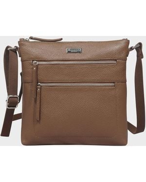 Assots London 'cori' Tan Pebble Grain Real Leather Crossbody Bag - Brown