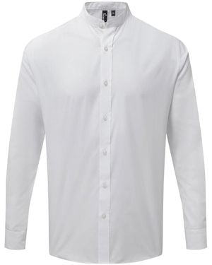 PREMIER Adults Long Sleeve Grandad Shirt - White