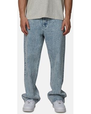 Good For Nothing Baggy Jacquard Washed Denim Jeans - Blue