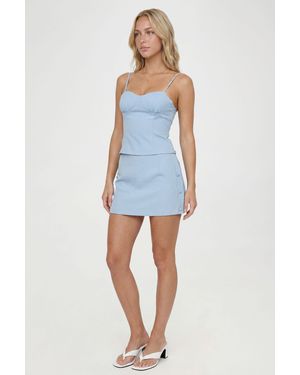 Boohoo Button Detail A-Line Mini Skirt - Blue