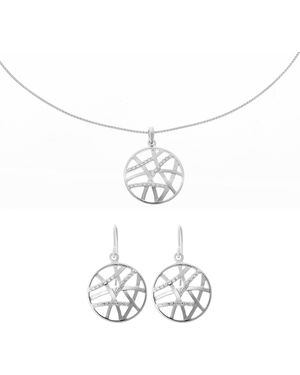 Orphelia 'Amabella' 925 Sterling Set: Chain-Pendant + Earrings - White