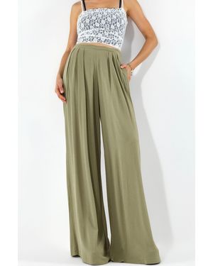 Busem Wide-Leg Viscose Crepe Trousers - Green
