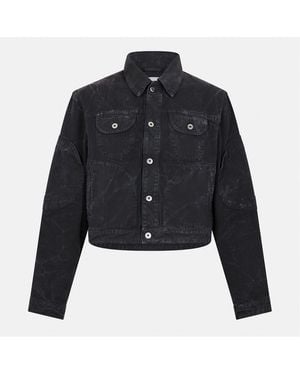 Off-White c/o Virgil Abloh Off Solid Patterned Varsity Jacket - Blue