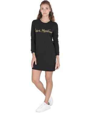 Love Moschino Long Sleeve Sweatshirt Dress - Black