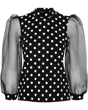 New Look Spot Blouse Puff Sleeve - Black
