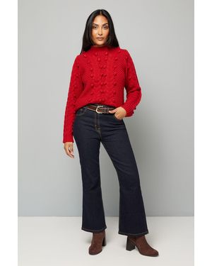 Wallis Petite Bobble Cable Crew Jumper - Red