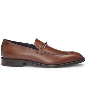 BOSS Derrek Almond Toe Block Heel Loafers - Brown