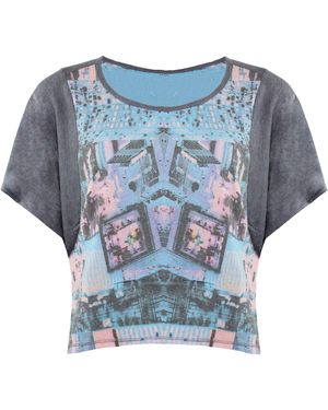 Vans Off The Wall Round Short Sleeve Startstruck Crop Top V07Thtg Cotton - Blue