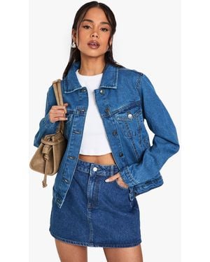 Boohoo Washed Denim Jacket - Blue