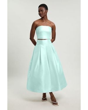 Karen Millen Satin Twill Woven Bandeau Top - Blue
