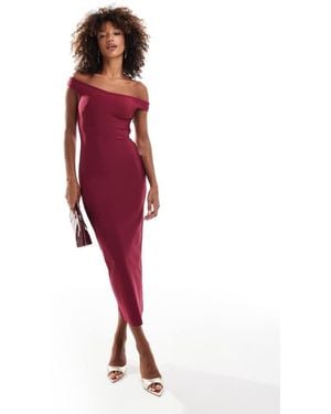 ASOS Bandage Bardot Midi Dress - Red