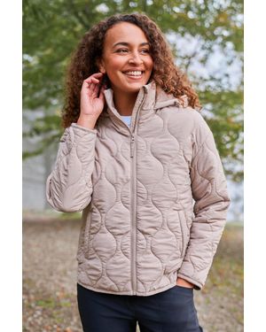 Mountain Warehouse 'Flora' Padded Jacket With Adjustable Hood Water Resistant Quilted Coat - Natural