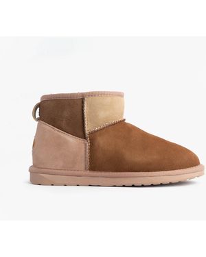 EMU Stinger Micro Patchwork Sheepskin Boot Chestnut - Brown
