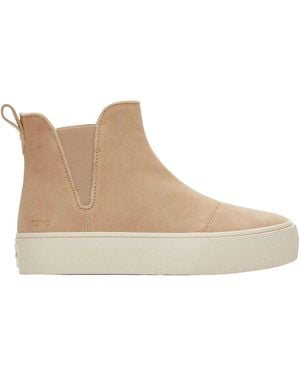 TOMS Ladies Suede Platform Chelsea Boots - Natural