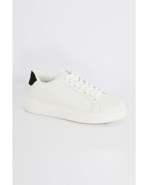 Brave Soul 'Royal' Faux Leather Chunky Sole Lace Up Trainer - White