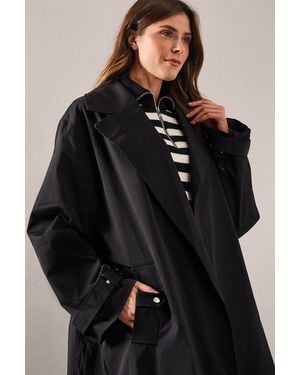 Wallis Premium Belted Trench Coat - Black