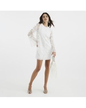 River Island Shift Dress 3D Floral Applique - White