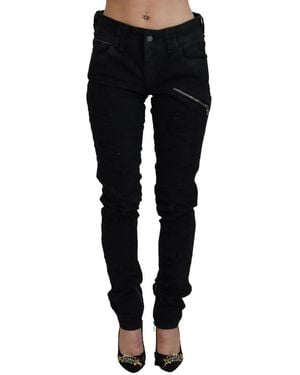 John Galliano Katoenen Mid Waist Skinny Slim Fit Denim Jeans - Zwart