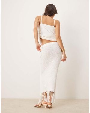 ASOS Knitted Slub Midaxi Skirt Co-Ord - Natural