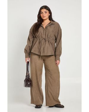 Boohoo Plus Wide Leg Trouser - Brown