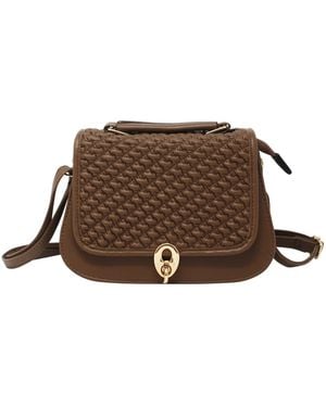 SVNX Rouched Front Crossbody With Clasp Button - Brown